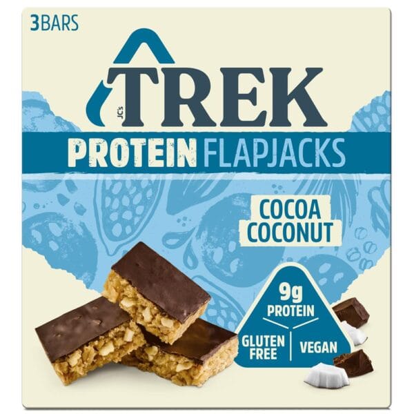 Trek Cocoa Coconut Protein Flapjacks 3x 50g RRP £2.50 CLEARANCE XL £1.50