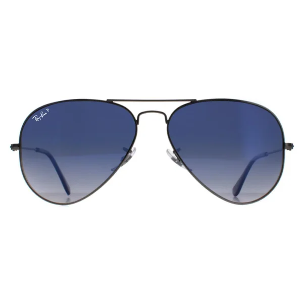 Ray-Ban Sunglasses Aviator, Gunmetal Polarized Blue Gradient Grey