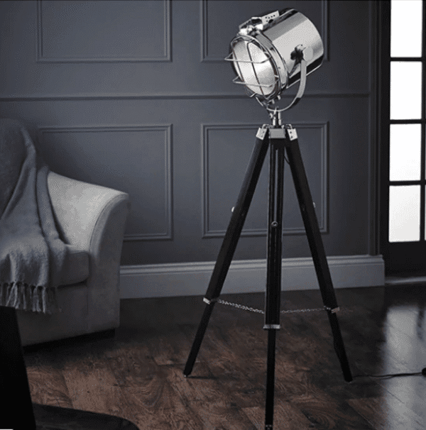 Nautical Floor Lamp In Polished Nickel And Black Wooden Legs
by Elegant Lighting UK