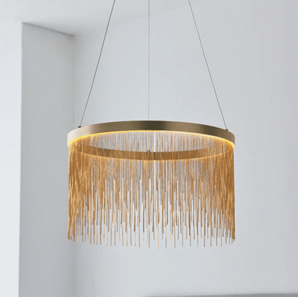 Zelma Ceiling Pendant Light In Satin Brass With Gold Effect Chains
by Elegant Lighting UK