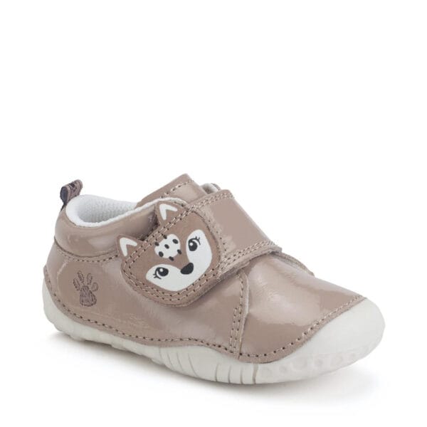 Wild Fawn
Taupe patent/nubuck deer girls rip-tape pre-walking shoes