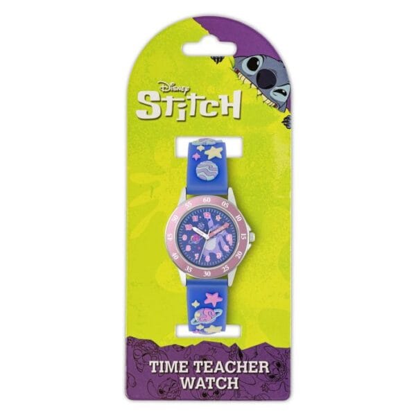 Disney Lilo Stitch Purple Time Teacher Galaxy Strap Analogue Watch