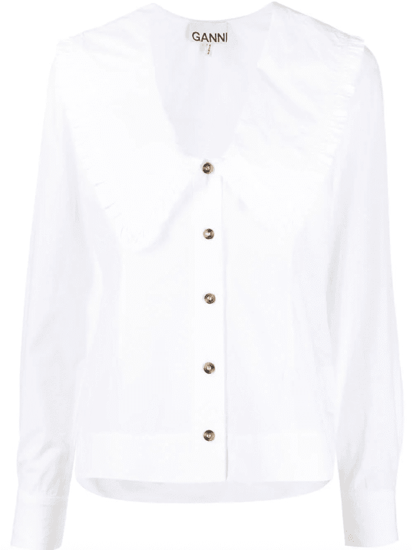 Ganni Ruffled exaggerated collar blouse