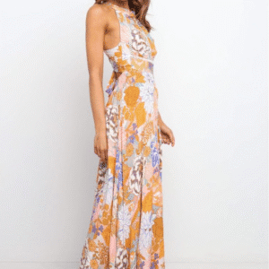 Azura Exchange Orange Floral Sleeveless Maxi Dress – Bold, Breezy & Boho-Inspired