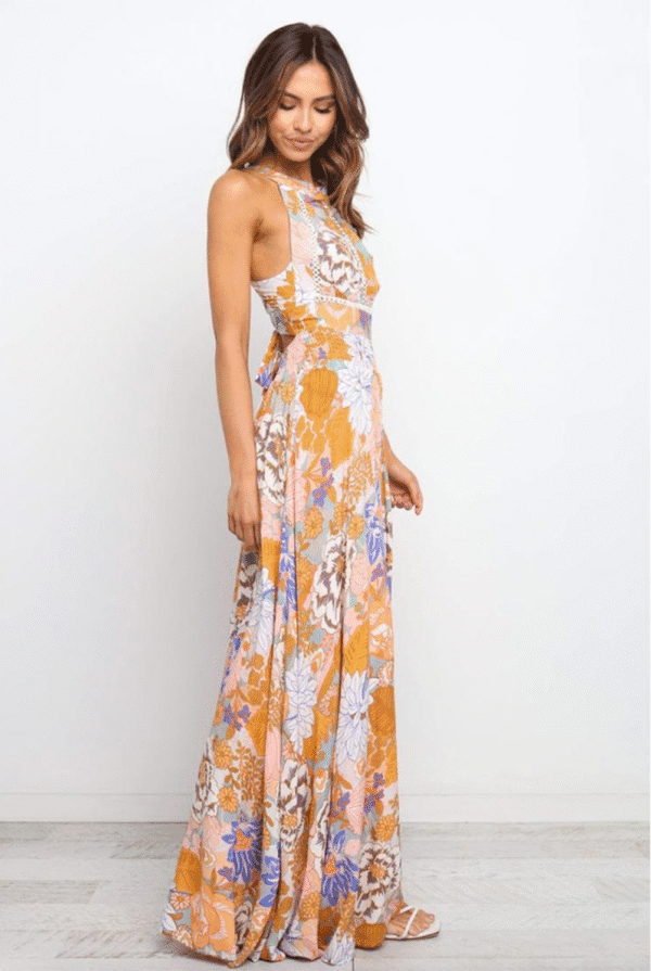 Azura Exchange Orange Floral Sleeveless Maxi Dress – Bold, Breezy & Boho-Inspired