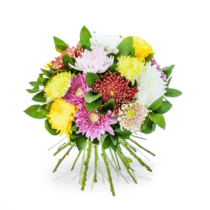 Sherbet Fizz Flower Bouquet – Bold Chrysanthemum Arrangement with Ruscus Greenery