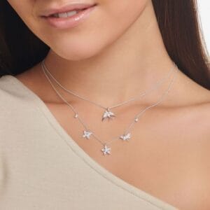 THOMAS SABO Sterling Silver White Cubic Zirconia Flower Necklace | Elegant Adjustable Chain