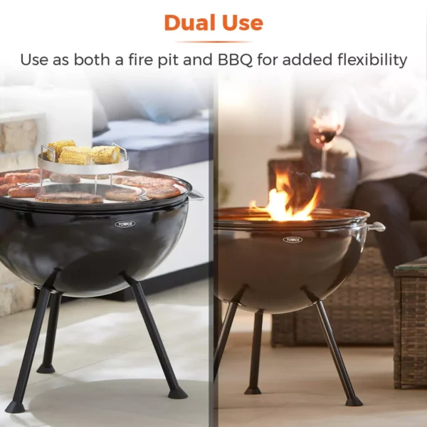 Tower Outdoor Fire Pit Grill BBQ | 3-in-1 Wood Burner, Heater & Cooking Station