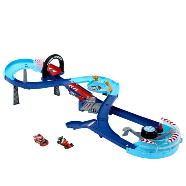 Disney Pixar Cars Global Racers Cup Jumping Raceway – Dual Lane Stunt Track Playset