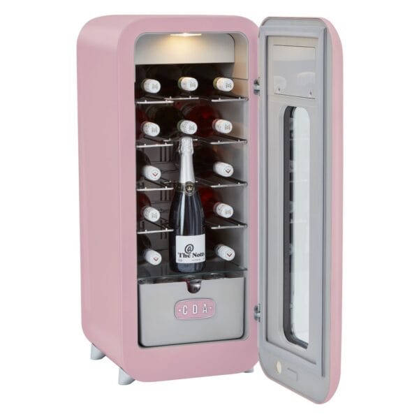 CDA Nancy Tea Rose Wine Cooler – 13 Bottle Capacity Retro Pink Freestanding Cooler