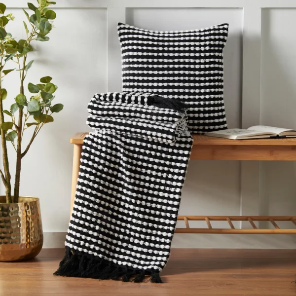 Catherine Lansfield Stab Stitch Cushion – 43x43cm Filled Cushion in Sage Green