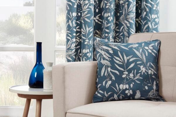 Aviary Cushion Poly Filled – Bluebell Avian-Inspired Decorative Cushion