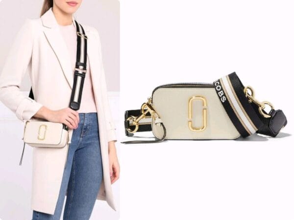 Marc Jacobs Colour Block Snapshot Bag – New Cloud White Multi – Iconic Saffiano Leather Crossbody