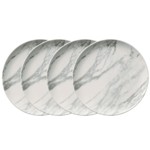 Belleek Living Marble Salad Plate Set – 4-Piece Marble Effect Porcelain Plates