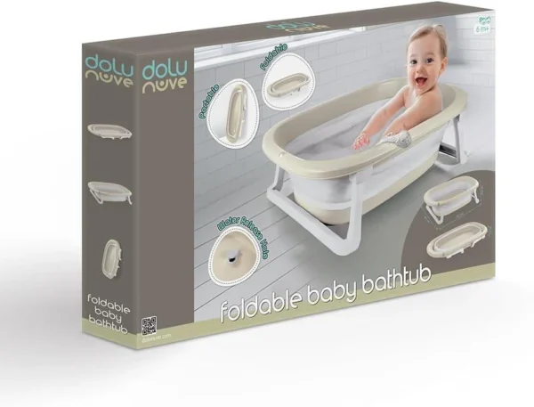 Foldable Baby Bathtub Relax Beige – Compact Safe Bathtime for Infants