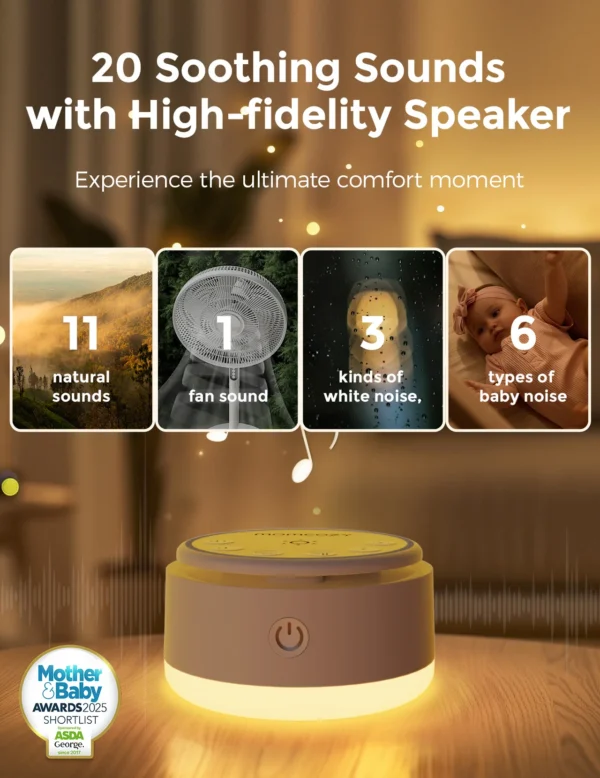 Momcozy Portable Baby Sound Machine – Long Battery Life with Warm Light