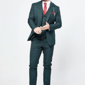 Caridi Olive Check Three-Piece Suit – Tweed Pattern, Full Matching Set