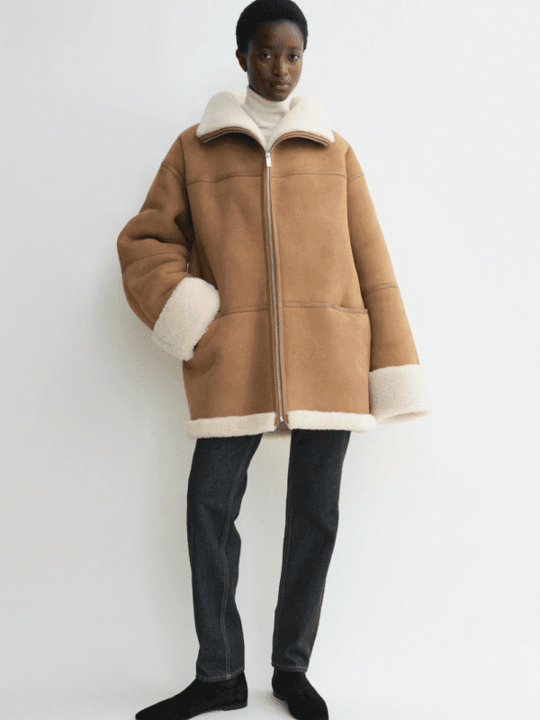 TOTEME Signature Shearling Jacket – Luxurious Biscuit Shearling Coat