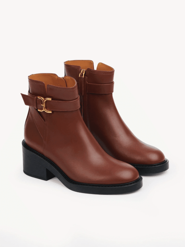 Chloé Marcie Ankle Boots Tan – Buckled Leather Chelsea Style