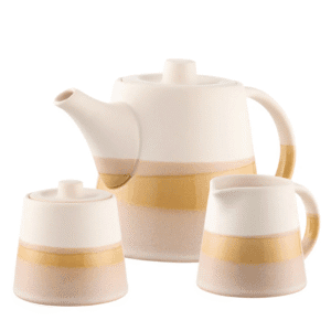 Belleek Living Saffron Teapot, Sugar & Cream Set – Elegant Porcelain Tea Trio