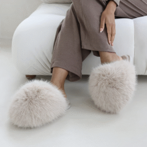 Fluffy Faux Fur Mule Slippers – Keira by Where’s That From