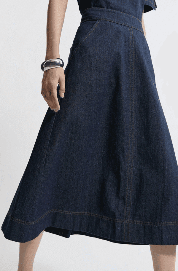 Karen Millen Denim Full Midi Skirt – Classic Indigo Midi