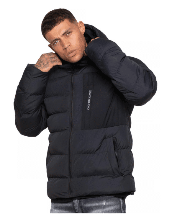 Enzo Milano Men’s Hooded Puffer Jacket – Black Quilted Outerwear