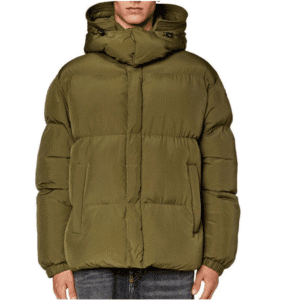 Diesel Plain Padded Hooded Jacket – Men’s Green Quilted Outerwear