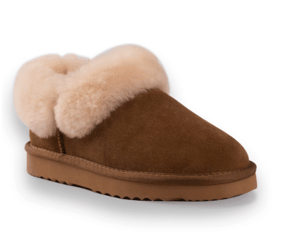 Aus Wooli Sheepskin Wool Coogee Ankle Slippers – Tan Cozy Footwear