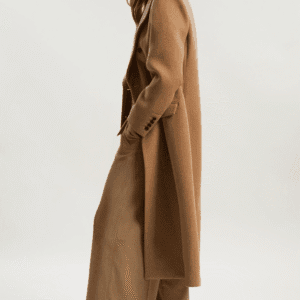 Karen Millen Wool Double-Breasted Tailored Midi Coat – Beige Elegant Outerwear