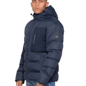 Enzo Milano Men’s Hooded Puffer Jacket – Navy Quilted Winter Coat