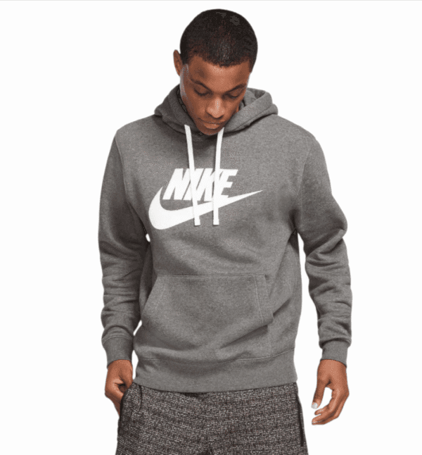 Nike Sportswear Club Fleece Graphic Pullover Hoodie – Charcoal Comfortable Streetwear