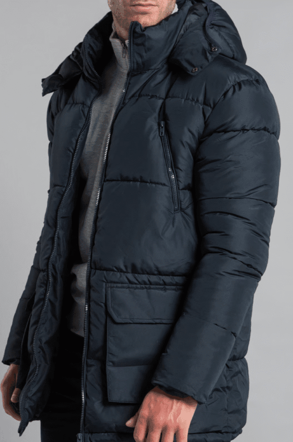 French Connection Hooded Padded Longline Parka – Navy Warm & Stylish