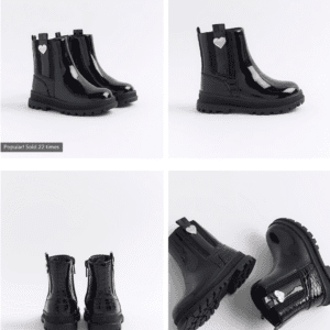 River Island Mini Girls Chelsea Boots Black Patent Studs – Trendy Kids Footwear