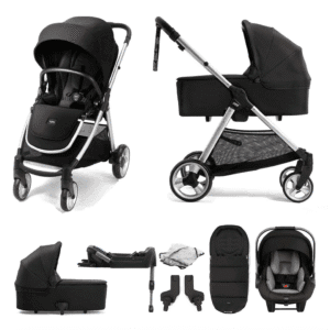 Mamas & Papas Flip XT2 Travel System with Nuna PIPA Lite LX Car Seat, ISOFIX Base, Carrycot & Footmuff – Black