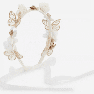 BILLIEBLUSH Girls Flower & Butterfly Headband – Ivory